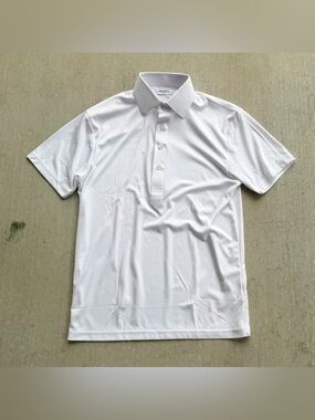Collars And Co Dress Collar Polo Shirt Men Size Small White Stretch